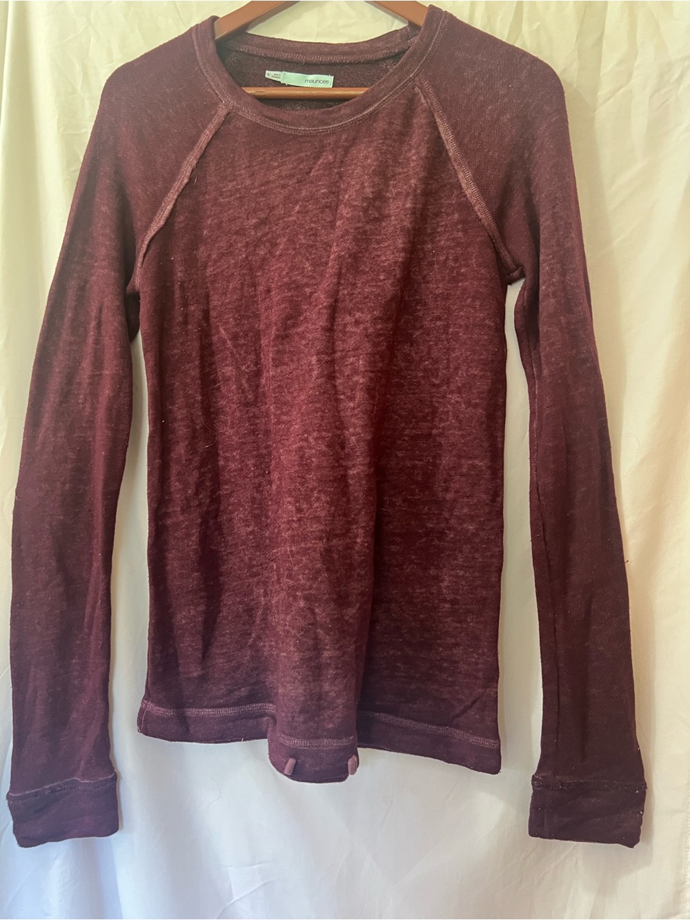 Women’s Long-Sleeve Crewneck Top - Burgundy